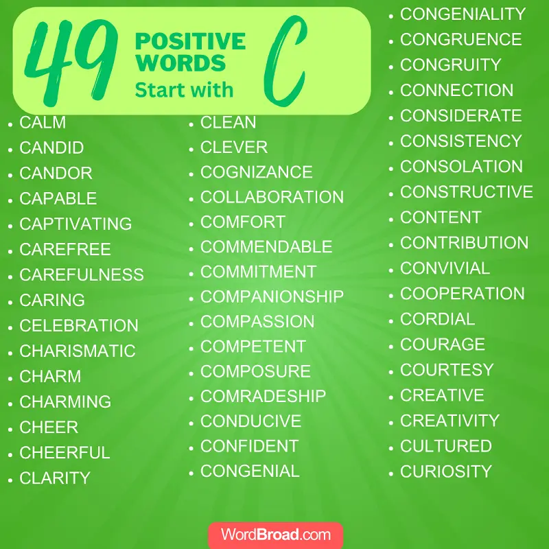 positive words that start with C