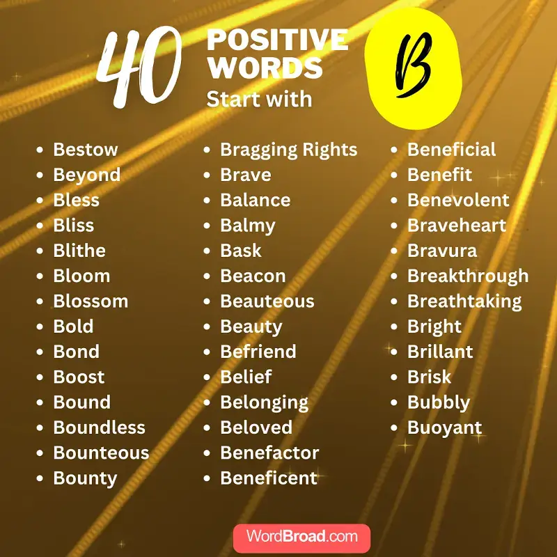 positive words start with B