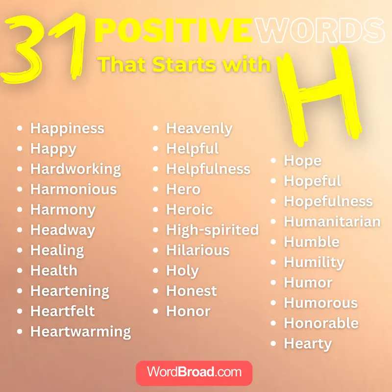 positive words start with H